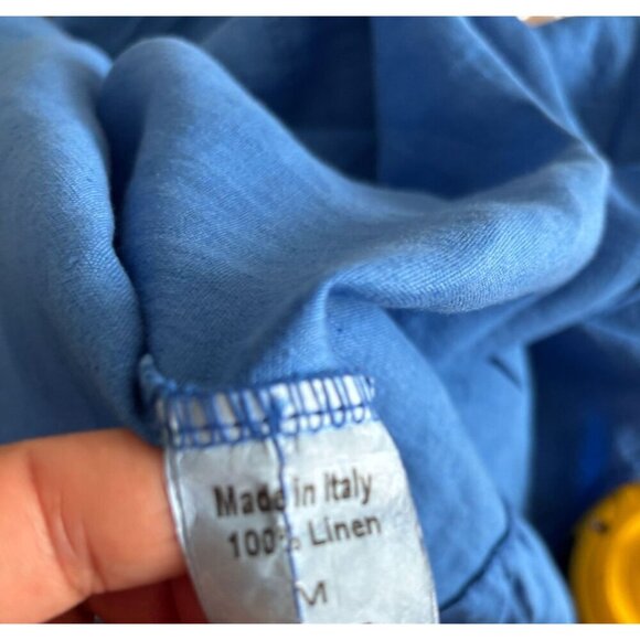 Terzo Millennio Womens Crewneck 100% Linens Sleeveless Dress Blue Size M - Picture 7 of 8